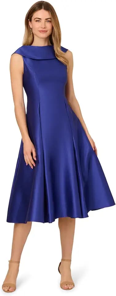 Adrianna Papell Roll Neck Mikado Dress