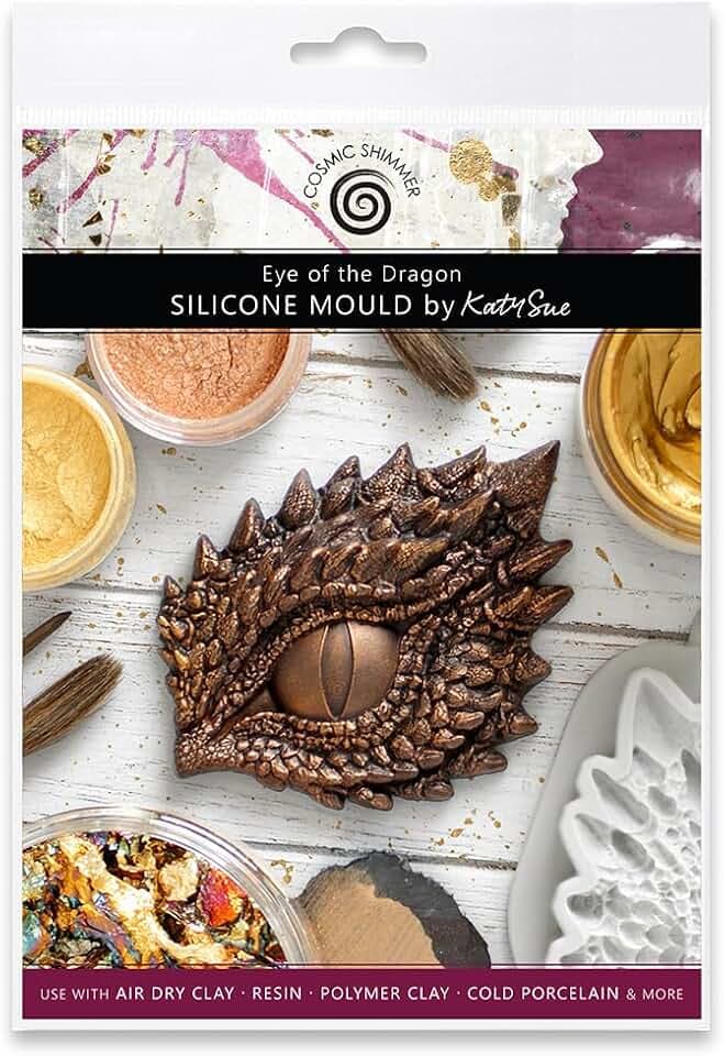 Cosmic Shimmer Eye of the Dragon Silicone Mold for Resin, Polymer Clay, Air Dry Clay and Mixed Media Crafts. Dragon Eye Design 3.54 x 2.56 x 0.51 in. By Katy Sue Designs