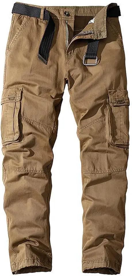 chouyatou Men's Casual Mid-Rise Waist Tapered Leg Close Bottom Jogger Cargo Pants