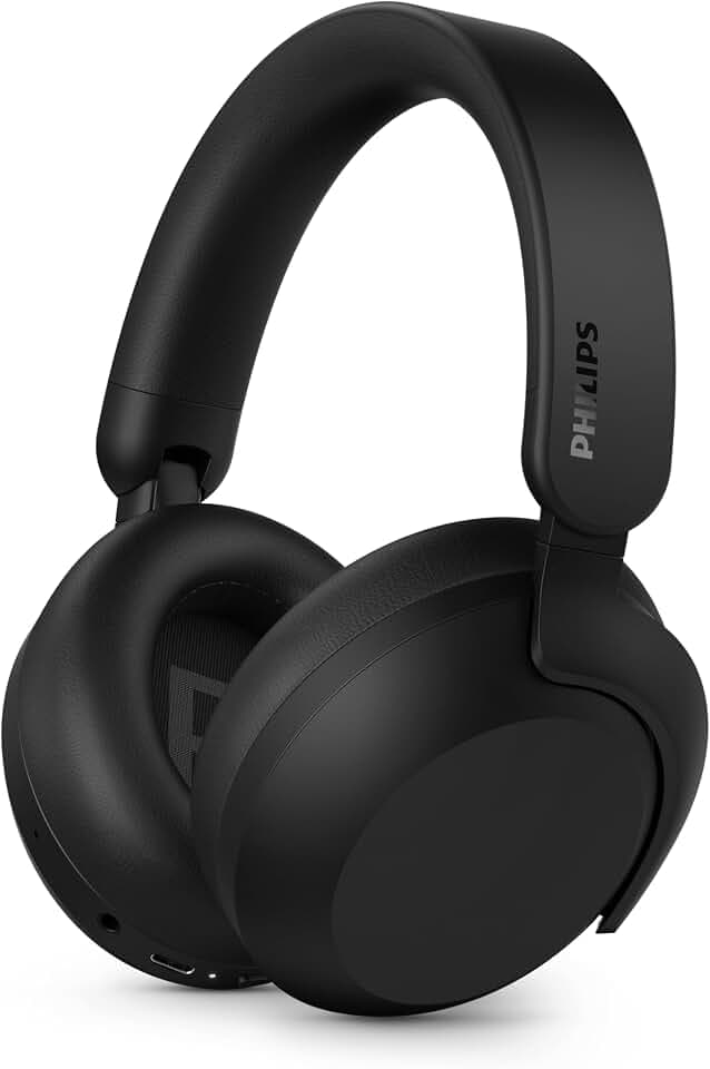PHILIPS TAH8000EBK/00 kabellose ohraufliegende Bluetooth-Kopfhörer – Geräuschunterdrückung, 70 Stunden Wiedergabezeit, mit Sprachassistent kompatibel, ideal für Reisen – Schwarz