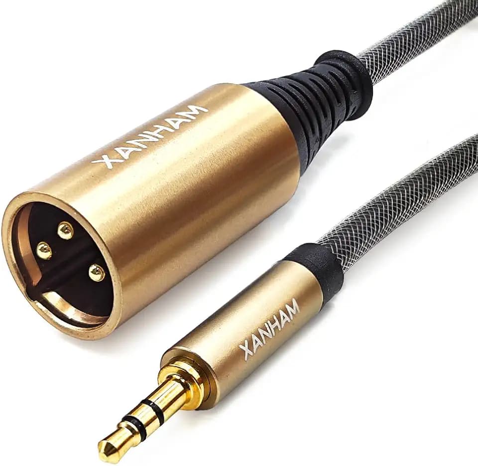 XLR Male to 3.5mm (1/8") Male Jack 6.6 Feet/2 Meter TRS Unbalanced Cable Compatible with iPhone, iPod, MP3 Player, Laptop, Voice Recorder and More