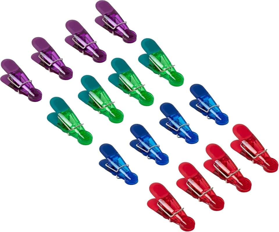 Seal N Snack Magnetic Chip Clips, Multi-Purpose Bag Grips for Kitchen Storage, Keep Pantry Foods Fresh, 16 Count, Assorted Primary Colors