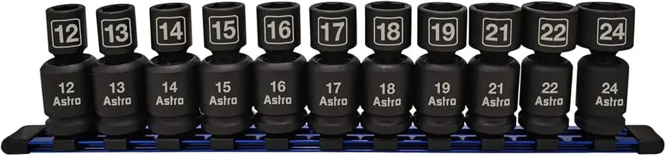 Astro Pneumatic Tool 78244 11Piece 1/2" Drive Nano Pinless Universal Impact Sockets - Metric