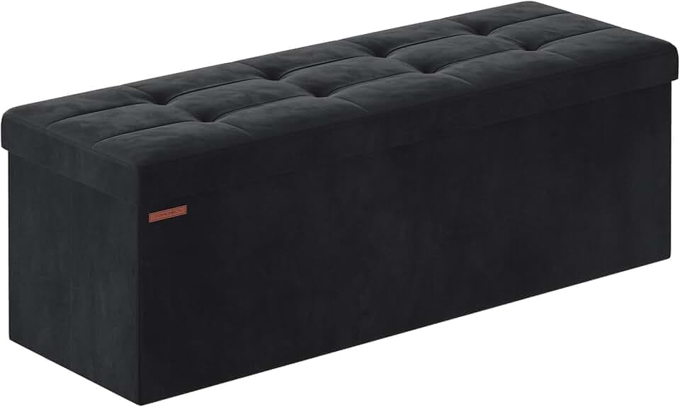 SONGMICS Sitzhocker mit Stauraum, klappbare Sitzbank, 38 x 110 x 38 cm