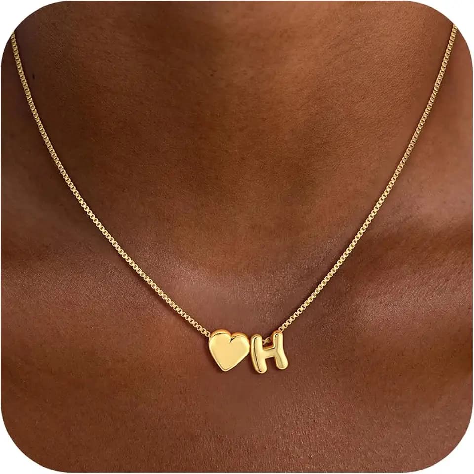 14K Gold Plated Initial Necklaces for Women Girls Kids