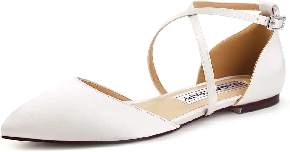 ELEGANTPARK Comfortable Flats for Women Pointed Toe Wedding Dress Shoes
