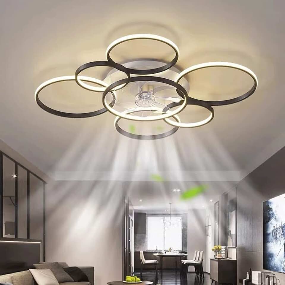 41" Black Modern Ceiling Fan with LED Light and Remote