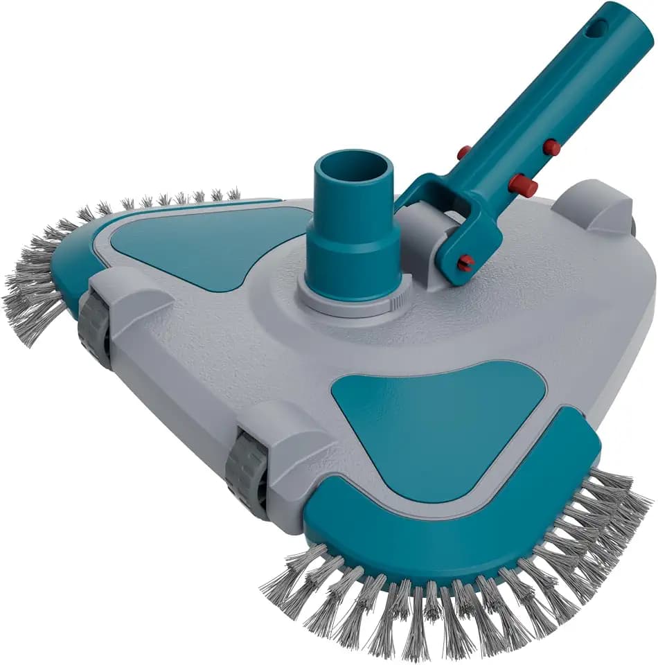 Weighted Triangular Pool Vacuum Head with Brush, Safe for Vinyl Liner Pool
