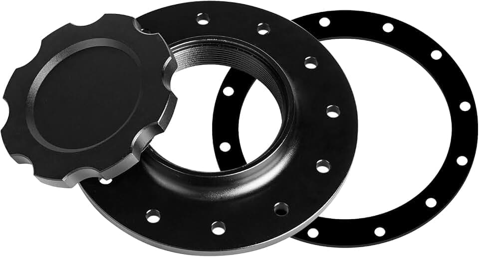 Billet Aluminum Easy Fill Fuel Cell Cap with 12 Bolting Holes Cell Bung （Black)
