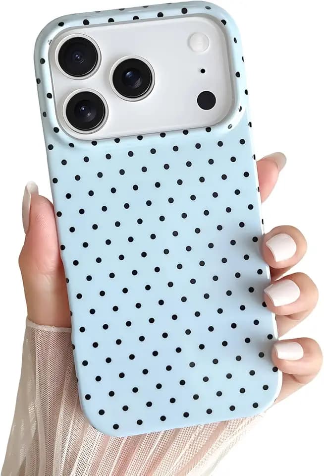 Yeddabox for iPhone 17 Pro Max Case Cute Polka Dot Phone Case Soft TPU Slim Shockproof Phone Cover for Women Girls, Blue