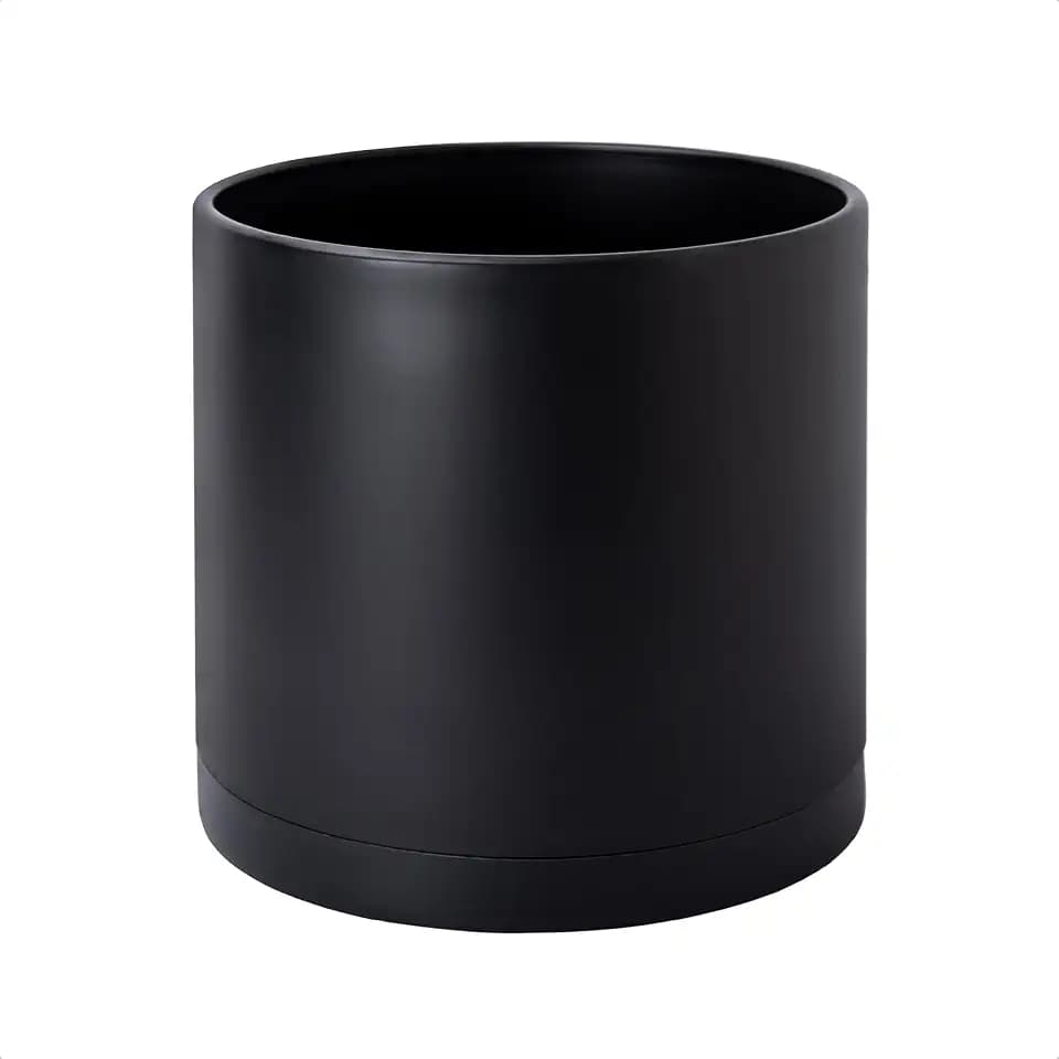 D'vine Dev Plastic Planter Pot with Saucer, 10 in, Black, 74-X-B-2