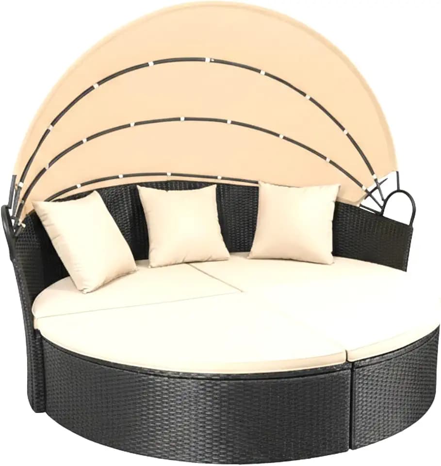 Garden Winds Reinforced Replacement Canopy Top Cover Compatible with The My02015, My02014, My02011 Homall Devoko Outdoor Daybed - Classic Sand, Riplock 350