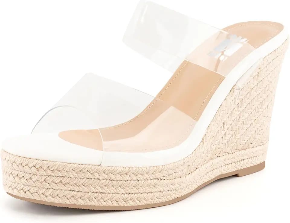 WIRALOMI Women's Open Toe Espadrille Platform Wedge Slip On Sandals