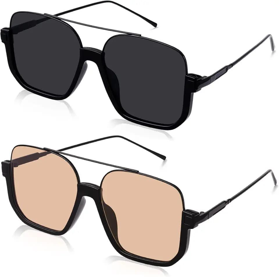 JATEBI Retro Oversized Aviator Sunglasses for Women Men UV Protection