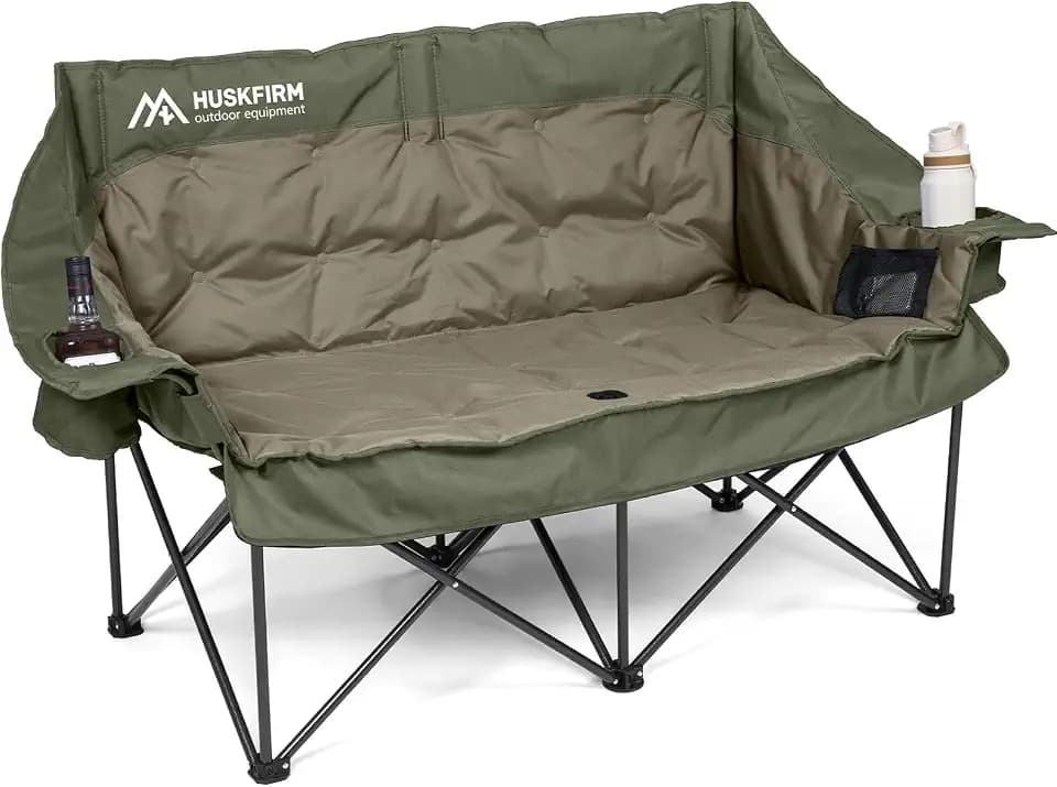 Oversized Double Camping Chair Padded Camping Chairs for Adults,Green