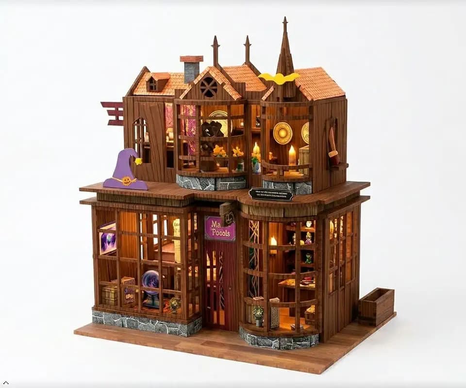 Mostop DIY Miniature House,Miniatur Haus, Holz puppenhaus-Bausatz MiniaturhausBausatz mit LED-Licht,Kreative Raum-Idee für Erwachsene Magisches Haus DIY-Bausätze