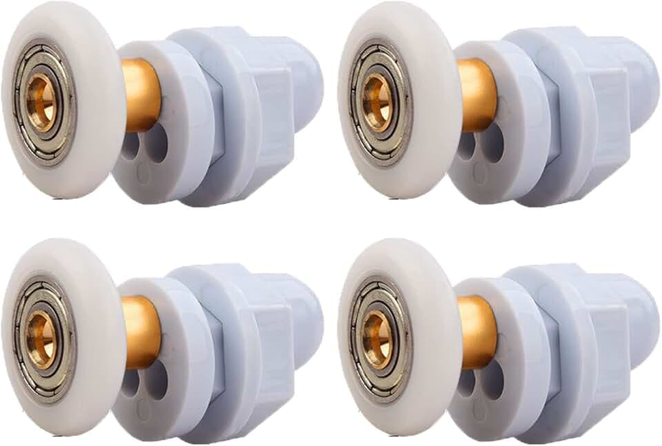 Qikuver Duschkabine Rollen, 4 Stück Ersatzrollen Ersatzteile Duschkabinen Glastürrolle, Kupferstab Schiebetür Rollen, für Duschtür Rollen Duschkabinen Rollen Badezimmer Zubehör (23MM)