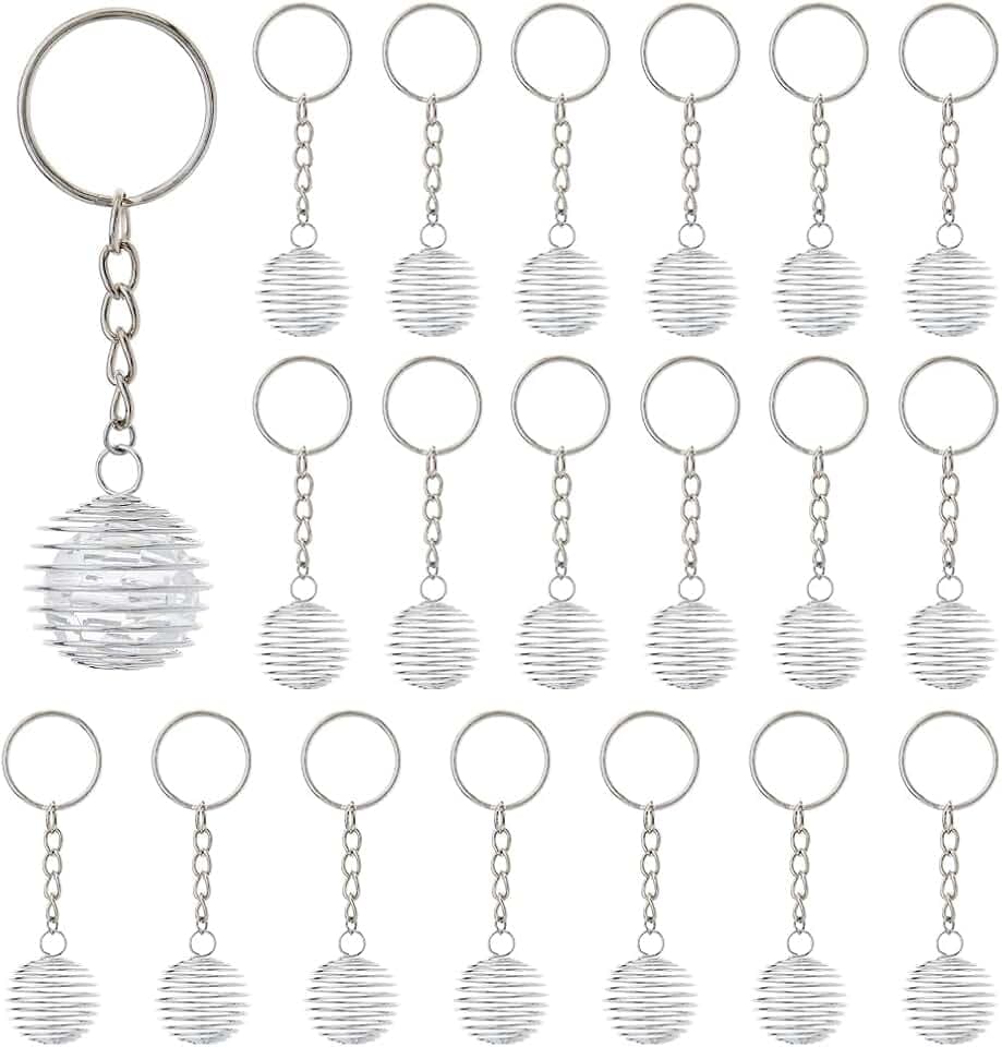 DICOSMETIC 10/20Pcs Spiral Bead Cages Pendants with Keychain Golden Platinum Stone Crystal Necklace Holder Charms with Iron Rings for Jewelry Making and Crafting, 7.8/10cm Long