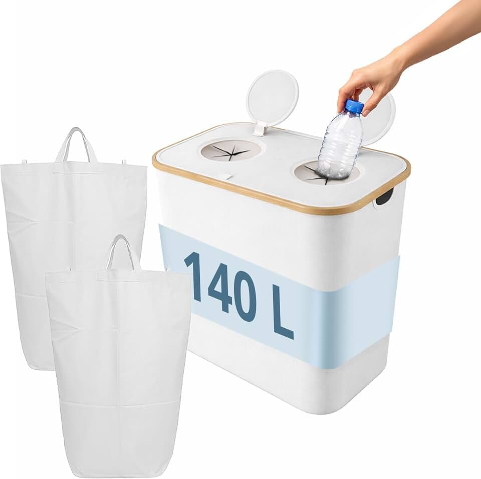 Relaxdays Pfandflaschen Sammelbehälter, 2 Beutel, Recycling, Flaschensammler für Glas & Plastik, Größenwahl, Farbwahl