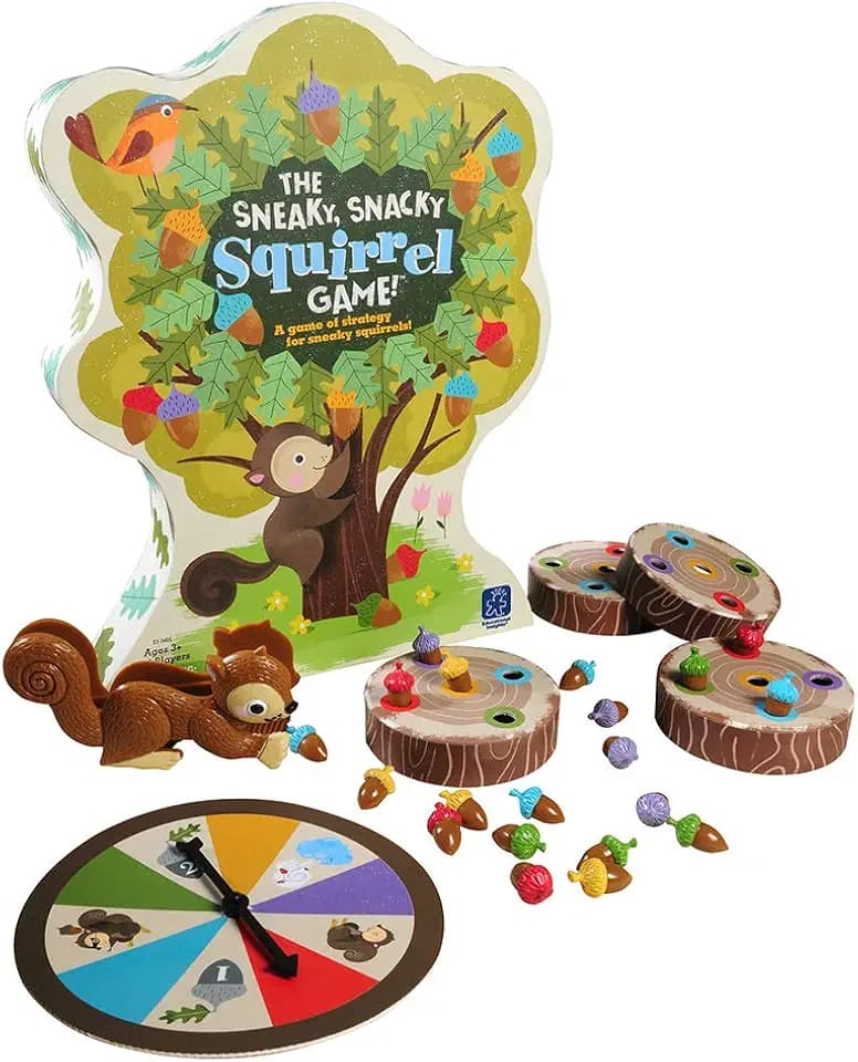 Educational Insights The Sneaky, Snacky Squirrel Game - Toddler Board Games for 3 Year Olds, Fine Motor Skills Toys for Toddlers, Color Matching Preschool, Tweezer Tool