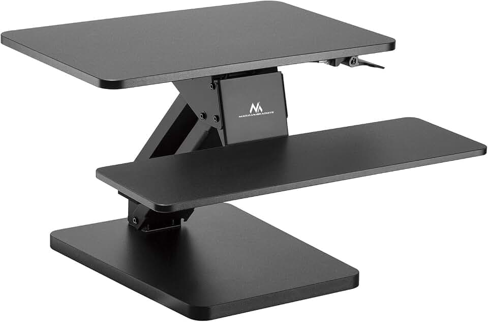 Maclean MC-882 Schreibtischaufsatz Arbeitstation Sitz-Steh Höhenverstellbar Schreibtisch Computertisch Gasfeder, Schwarz