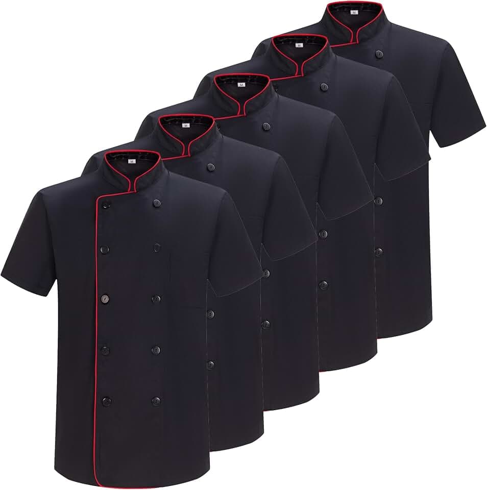 MISEMIYA Herren Confezione 5 Unità - Giacche Da Chef Mz-5-8421b Chef's Jacket (5er Pack)