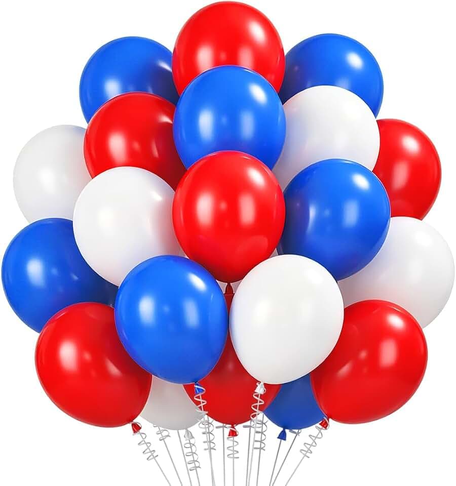 Luftballons Blau Weiß Rot, 30 Stück Helium Ballons Matt Rot Blau, Spider Party Latex Ballons, 12 Zoll Partyballon für Geburtstag Hochzeit Valentinstag Abschluss Graduierungen Karneval Jugendweihe