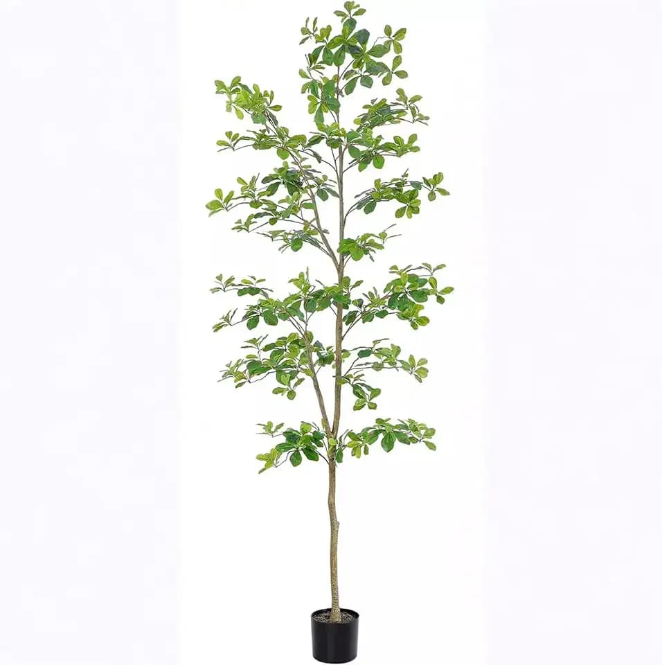 Zstar 210cm Künstlicher Schefflera-Baum, Groß Kunstbäume mit Tofp für den Innen Dekor, Groß Künstliche Pflanzen Schefflera-Baum mit Natürlichem Stamm Realistischen Blättern für Haus Büro Balkon Dekor