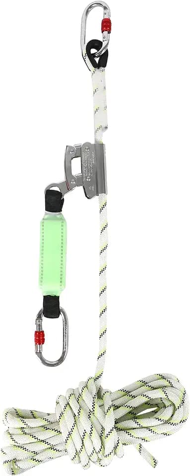 MENAYODA Safety Auffanggerät Mitlaufend auf 12mm Kernmantelseil 15m mit Bandfalldämpfer, PSA, Höhensicherungsgerät(15m)