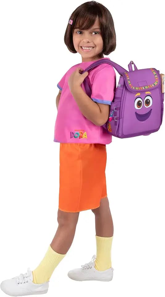 Dora the Explorer Official Toddler Halloween Costume - Foam Backed Backpack with Printed Design plus Hairclip, Shirt, and Shorts (3T-4T)