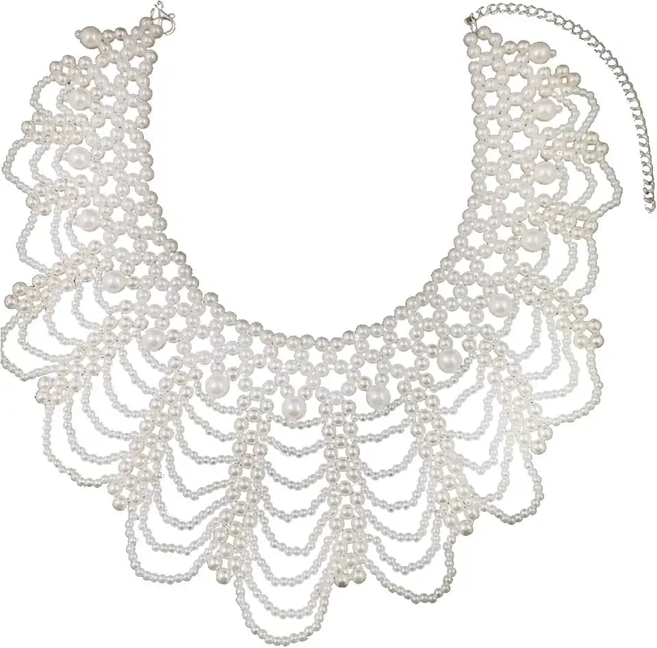 RBG Dissent Pearl Collar Necklace for Women Vintage Chunky Detachable Beaded Blouse Fake Collar Choker Necklace,Ruth Bader Feminist Collar Necklace