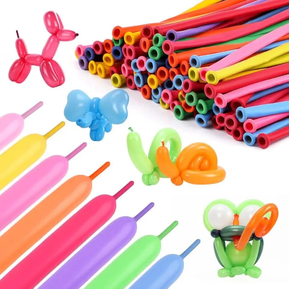 200 Stück Modellier Luftballons, Mehrfarbig Lange Luftballons zum Formen