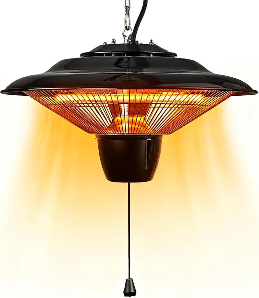 Electric Hanging Patio Heater, 1500W Outdoor Hanging Ceiling Heated with 3s Fast Heating, Quiet, Adjustable Chain, IP23 Waterproof, Overheat Protection, Perfect for Gazebo Garage Balcony
