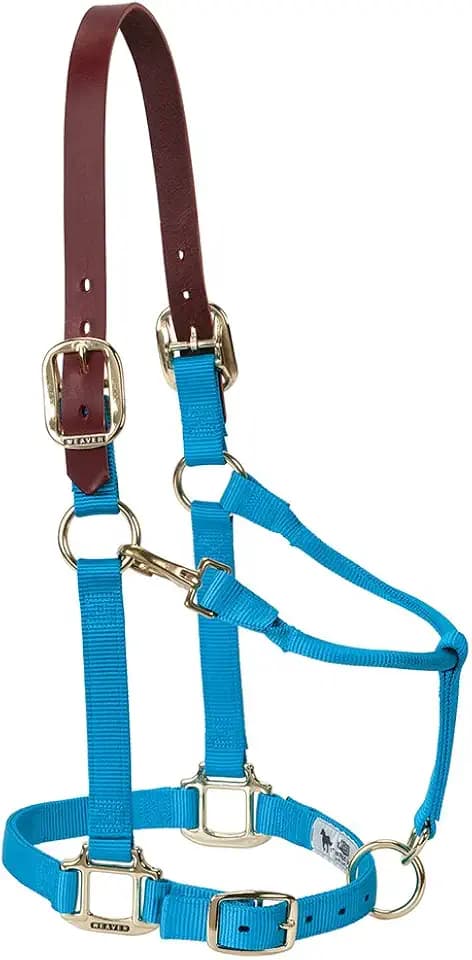 Weaver Equine Breakaway Horse Halter, Supple Leather Crown, Adjustable Brass Throat Snap Halters for Horses, Equine Tack