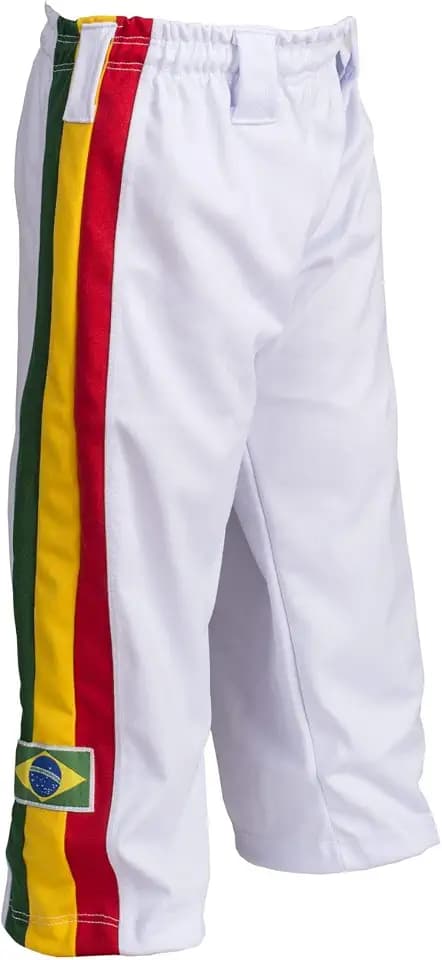 Authentische Brasilianische Capoeira Kampfkunst Junge Hose (Weiß, Jamaican, Reggae Thema)