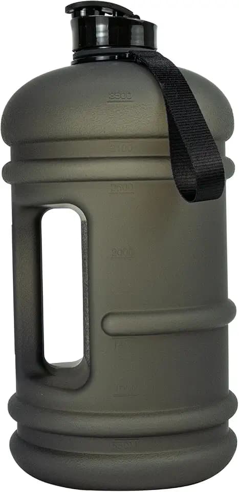 TOOFEEL 1 Gallon Water Bottle - 128 oz With Flip Lid, Measurements Marked, Leak Proof BPA Free Jug for Gym, Sports - Matte Black