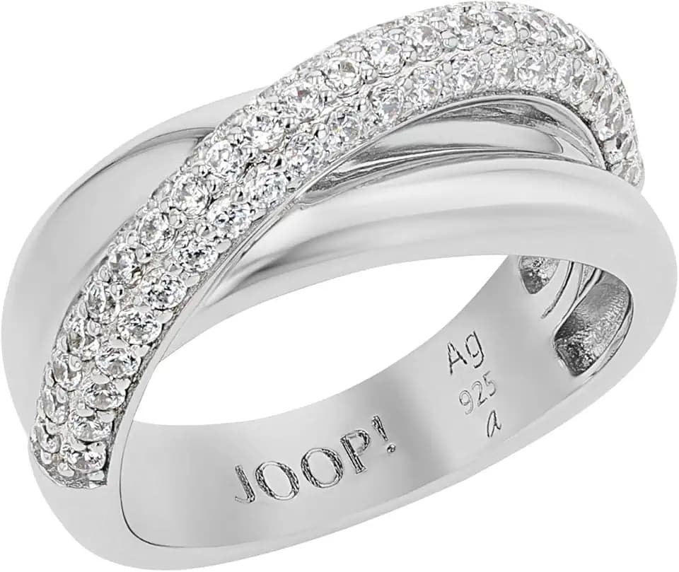 JOOP! Ring für Damen, Silber 925, 8 mm, mit Zirkonia, silber, Geschenkidee, kommt in Schmuck Geschenk Box