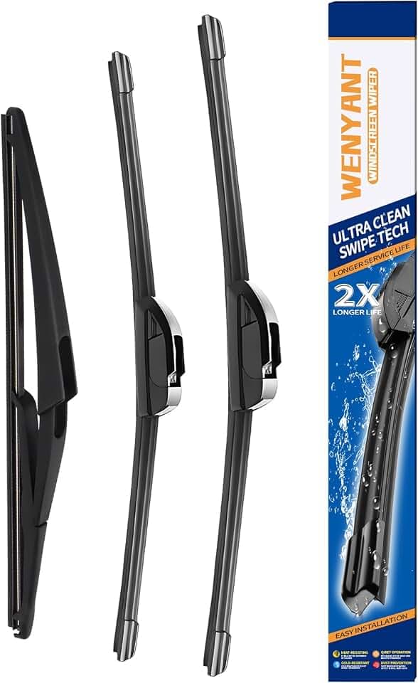 26"/14"/12" Windshield Wipers Compatible with Nissan Rogue 2008-2010 2011 2012 2013 Select 2014 2015 Front and Rear Wiper Blades for My Car Automotive Replacement (Set of 3)
