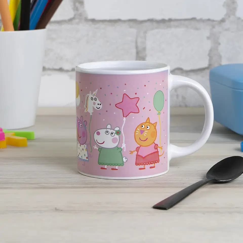 GEDALABELS Farbwechseltasse Peppa Wutz Hip Hip Hooray 250ml, Rosa
