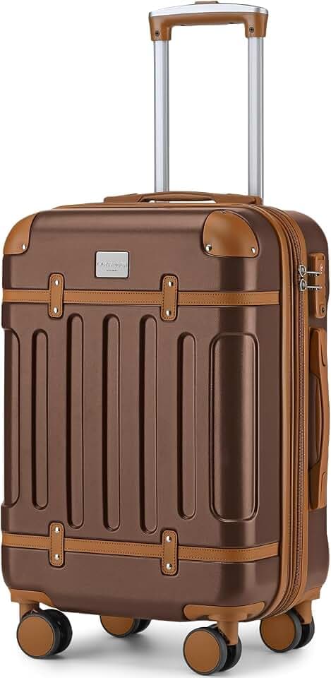 LARVENDER Expandable Carry on Luggage 22x14x9 Airline Approved, Maple