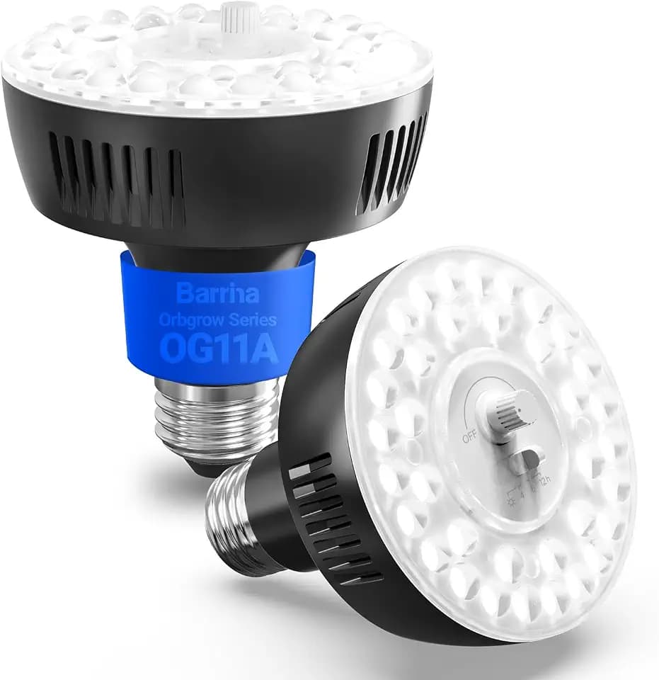 Barrina OG11A Grow Light Bulbs for Indoor Plant, 5000K 11W, 2 Packs, Black