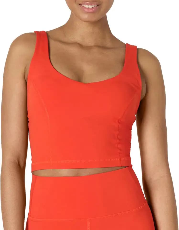 Amazon Essentials Women's Active FormFlex Buttery Soft Light Support Crop Tank with Bra, Removable Cups