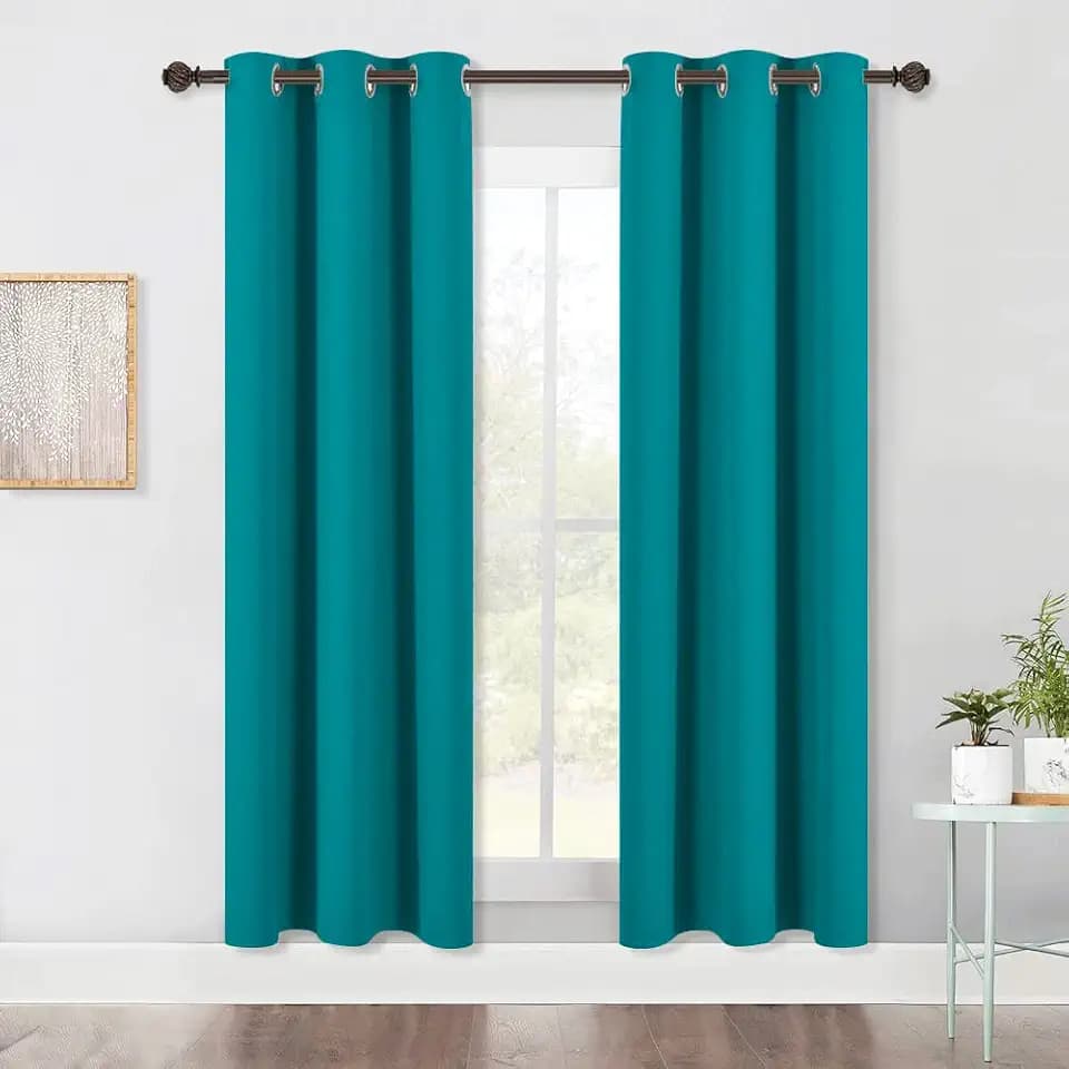 NICETOWN ROM Darkening Curtains 72 inch Length 2 Panels, Thermal Insulated Grommet Blackout Curtains for Modern Casual Elegant Bedroom Kids Room Theme Decoration (Peacock Teal, 2 Pieces, W42)