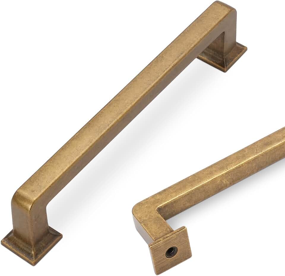 COTYKILEY 10 Pack 5Inch(128mm) Antique Brass Kitchen Cabinet Handles Cabinet Pulls Vintage Drawer Pulls Aged Gold Bronze Kitchen Cabinet Hardware Kitchen Handles Drawer Pulls Dresser Handles