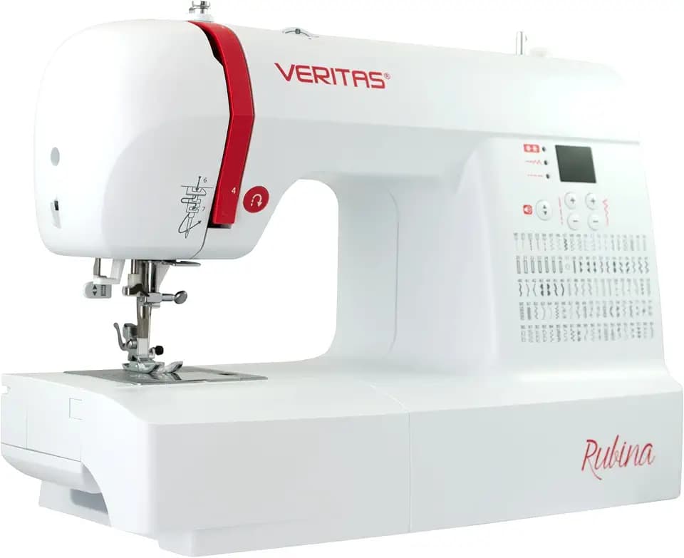 VERITAS Nähmaschine Rubina I Digitale Computer-Nähmaschine I 100 Stichprogramme I Auto-Fadenspannung & Einfädelhilfe I Fadenabschneider I Einstellbare Stichlänge I LCD-Display & LED-Nählicht (weiß)