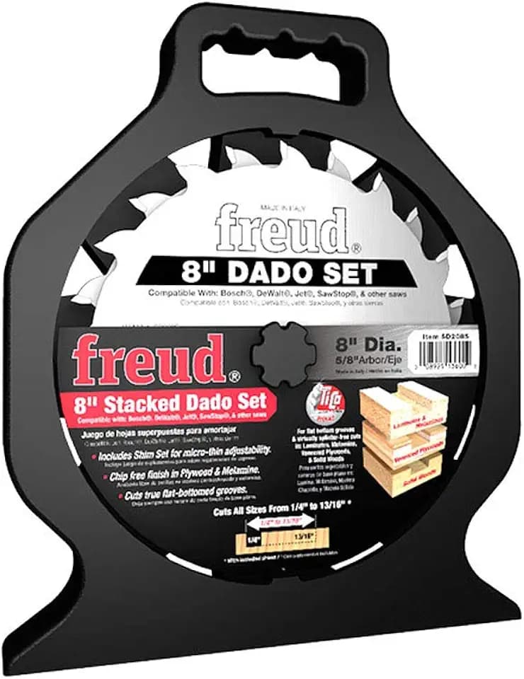 Freud 20,3 cm x 12T Pro Dado Set: 8 Zoll Pro Dado Set mit Wolframkarbid für Holzwerkstoff