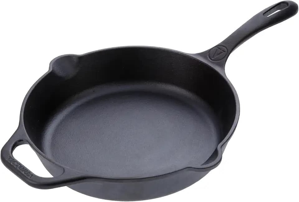 VICTORIA Bratpfanne Gusseisenpfanne Eingebrannte, Induction 30cm Geeignet für Feuer, Grill, Backofen, Ceranfeld, Gas, Cast Iron Skillet Cured, Toxic Free Non-Stick Kochgeschirr ohne PTFE oder PFOA