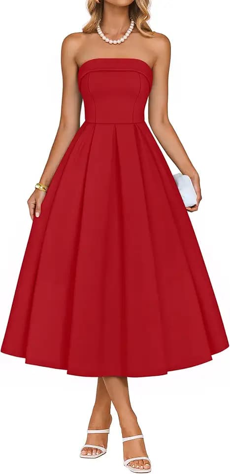 ZESICA Women's Summer Strapless Cocktail Party Dresses