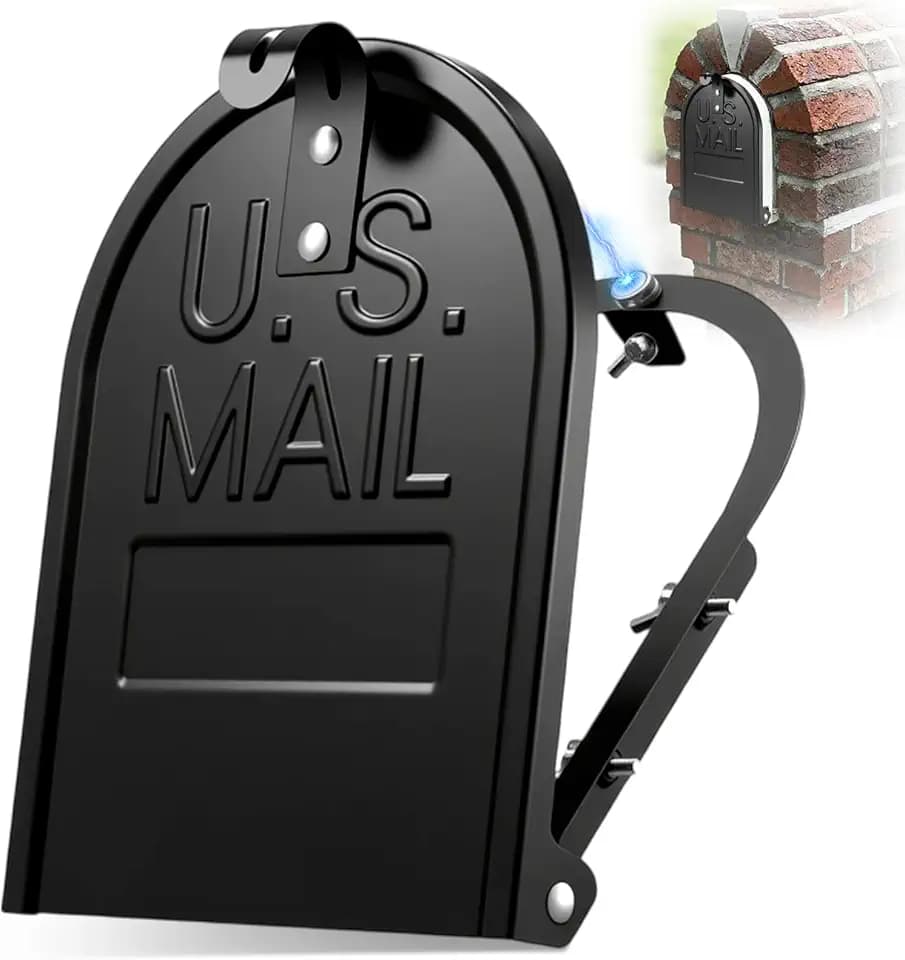 Moxweyeni 8" x 10" Mailbox Door Replacement – Black Metal Snap-in Door – Mailbox Cover with Magnetic Closure – Durable Mail Box Repair Kit for Brick Mail Box Rusted Standard