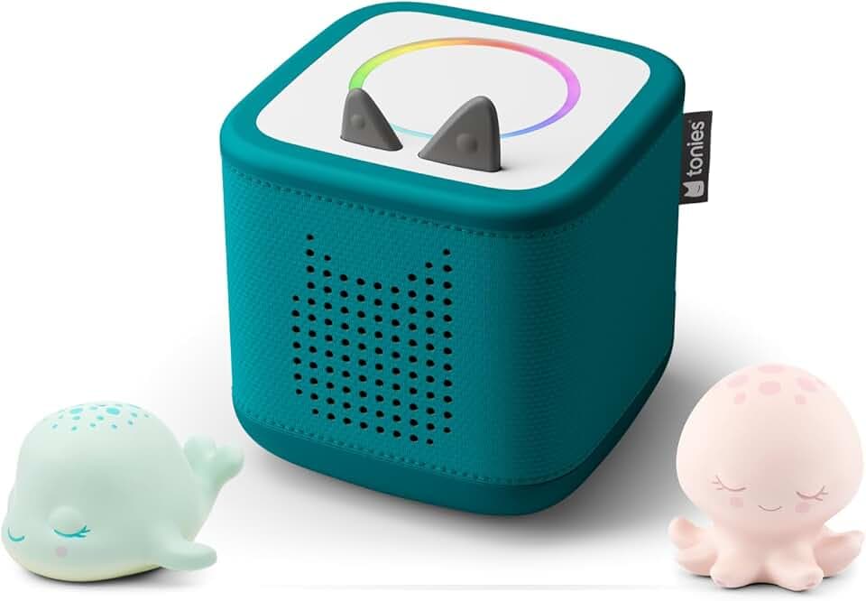 tonies Toniebox 2 Bundle Incl. 2 Schlummerbande Schlummerwal und Oktopus, Meeresgrün, Audioplayer für Hörbücher, Lieder, Einschlafen und Tonieplay für Kinder
